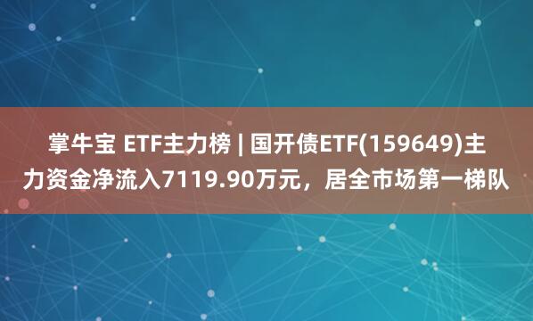 掌牛宝 ETF主力榜 | 国开债ETF(159649)主力资金净流入7119.90万元，居全市场第一梯队